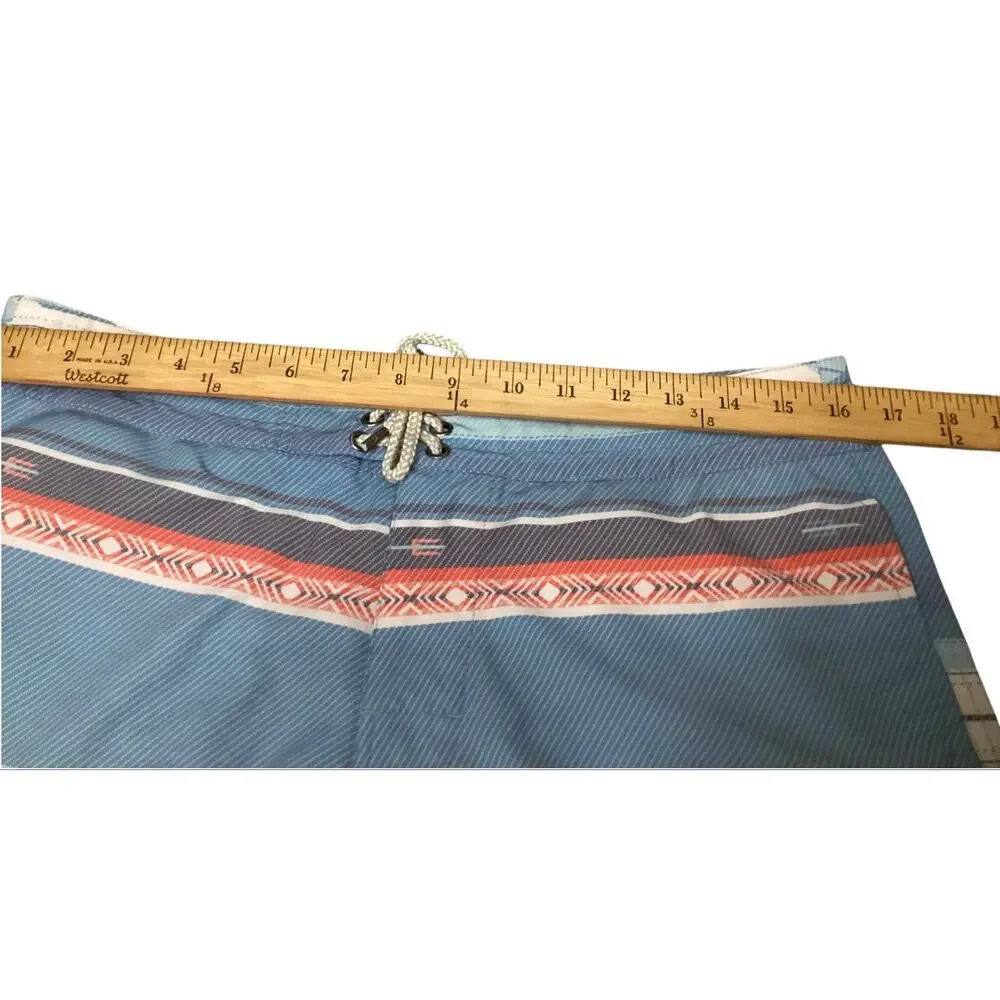 Faherty Mens Size 32 Aztec Striped Classic Boardshorts Surf Swim Shorts Blue